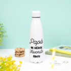 Botella térmica personalizada para papá con la frase “Papá, mi héroe favorito” y su nombre.