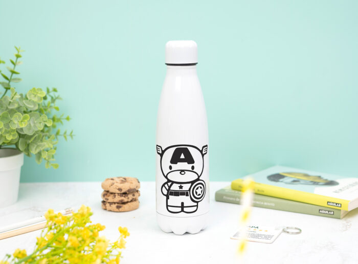 Botella para papá 4 Botella térmica personalizada para papá con la frase “Papá, mi héroe favorito” y su nombre.