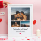 Collage para enamorados personalizado con tus fotos en un marco blanco