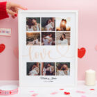 Collage para enamorados personalizado con tus fotos en un marco blanco