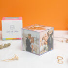 Cubo de fotos acrílico de 8,5x8,5x8,5 cm. personalizado con 6 fotos