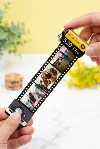 Llavero carrete fotos personalizado desplegado con imágenes impresas en formato retráctil