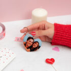Llavero de enamorados con forma de corazón personalizado con una foto