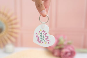 Llavero "Mamá mi mejor amiga" con forma de corazón y foto personalizada