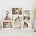 Marco múltiple modelo Nordic para 6 fotos. En color blanco y madera natural