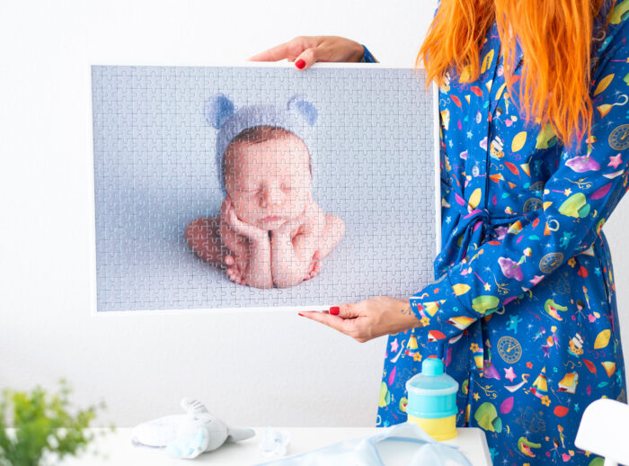 Puzzle personalizado enmarcado de 500 piezas con moldura de aluminio blanca