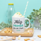Taza personalizada con foto y mensaje "Feliz primer día del padre". Personalización con el nombre que elijas disponible.